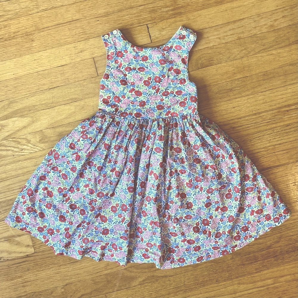 Mini Boden floral cross back dress, size 6-7